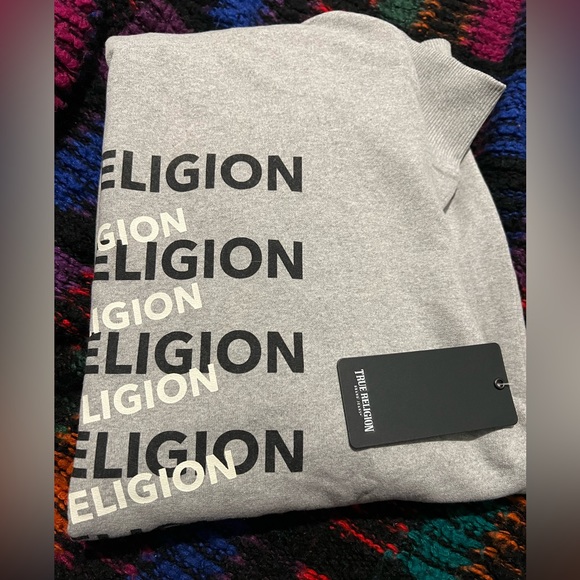 🙏🏾 True Religion 🫡 Heather Grey 🩶 “Slant & Repeat” Hoodie 😎 - Picture 6 of 6
